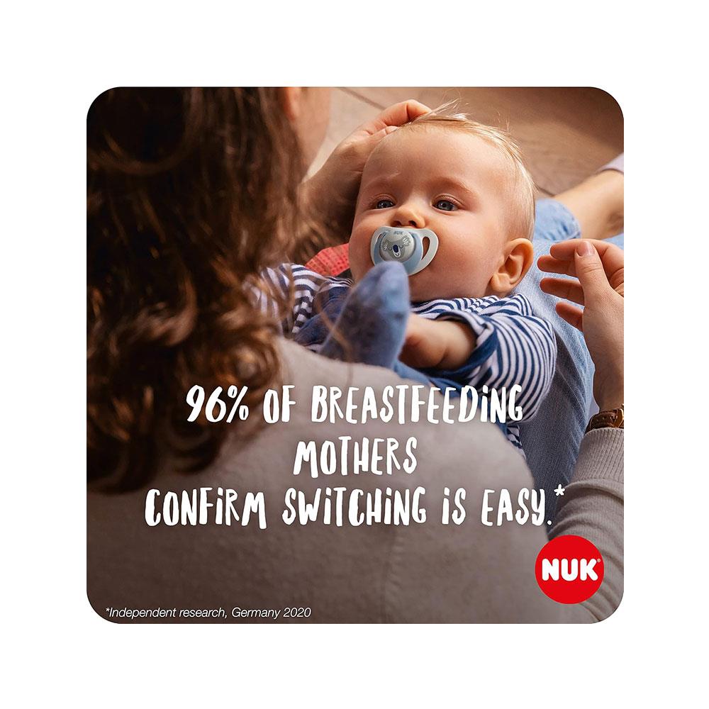 NUK Star Baby Soother Dummy Silicone 6-18 Months 2 Count - Red/Yellow