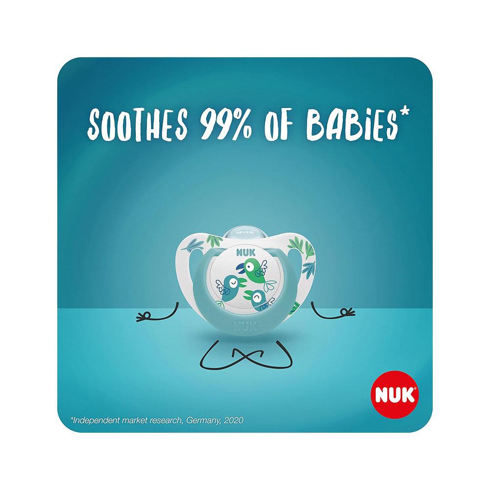 NUK Star Day & Night Baby Soother Dummy Silicone 6-18 Months 2 Count - Blue Secondary image