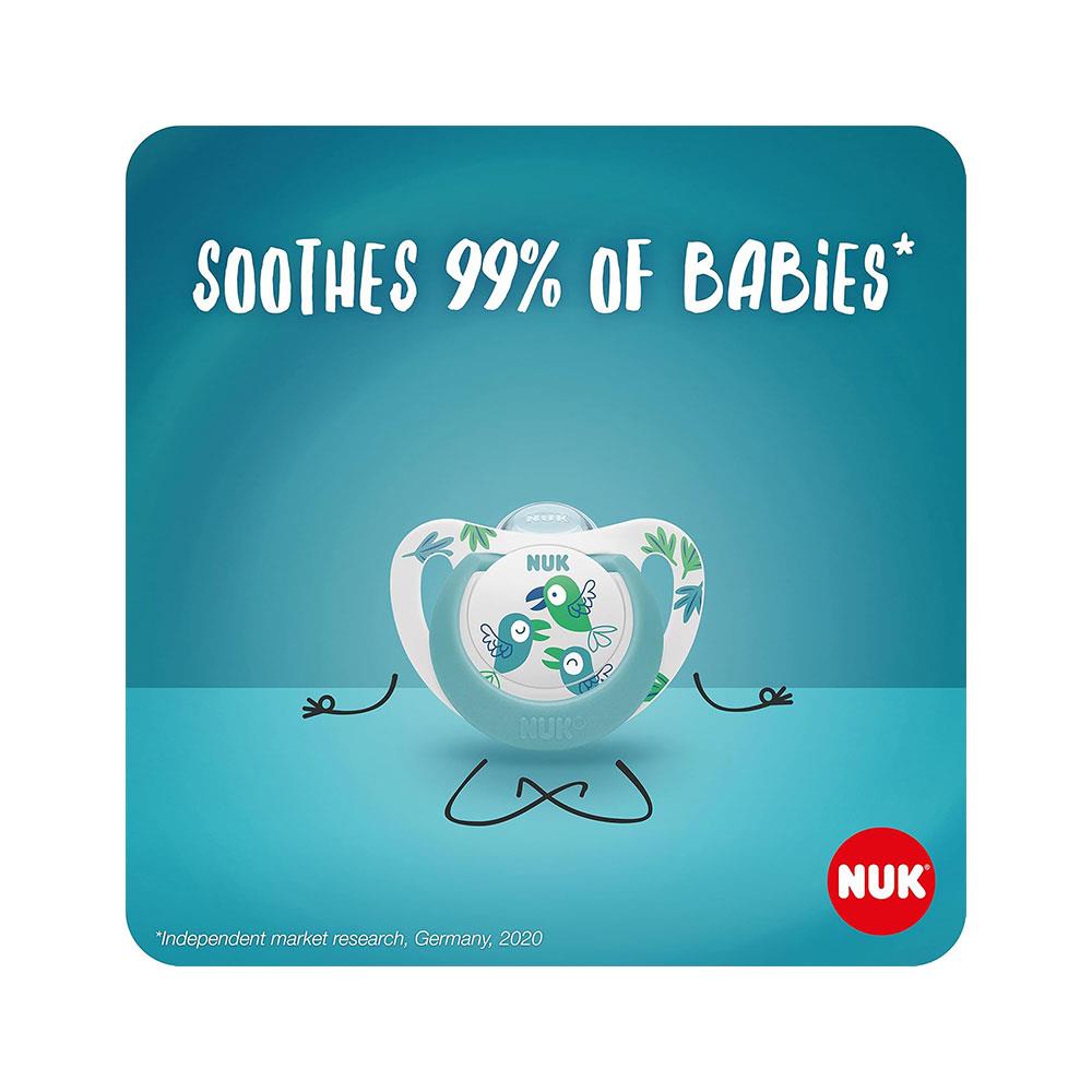 NUK Star Day & Night Baby Soother Dummy Silicone 6-18 Months 2 Count - Pink Secondary image