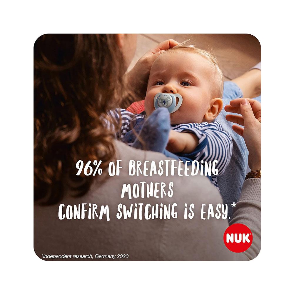 NUK Star Newborn Baby Soother Dummy Silicone 0-2 Months 2 Count - Blue