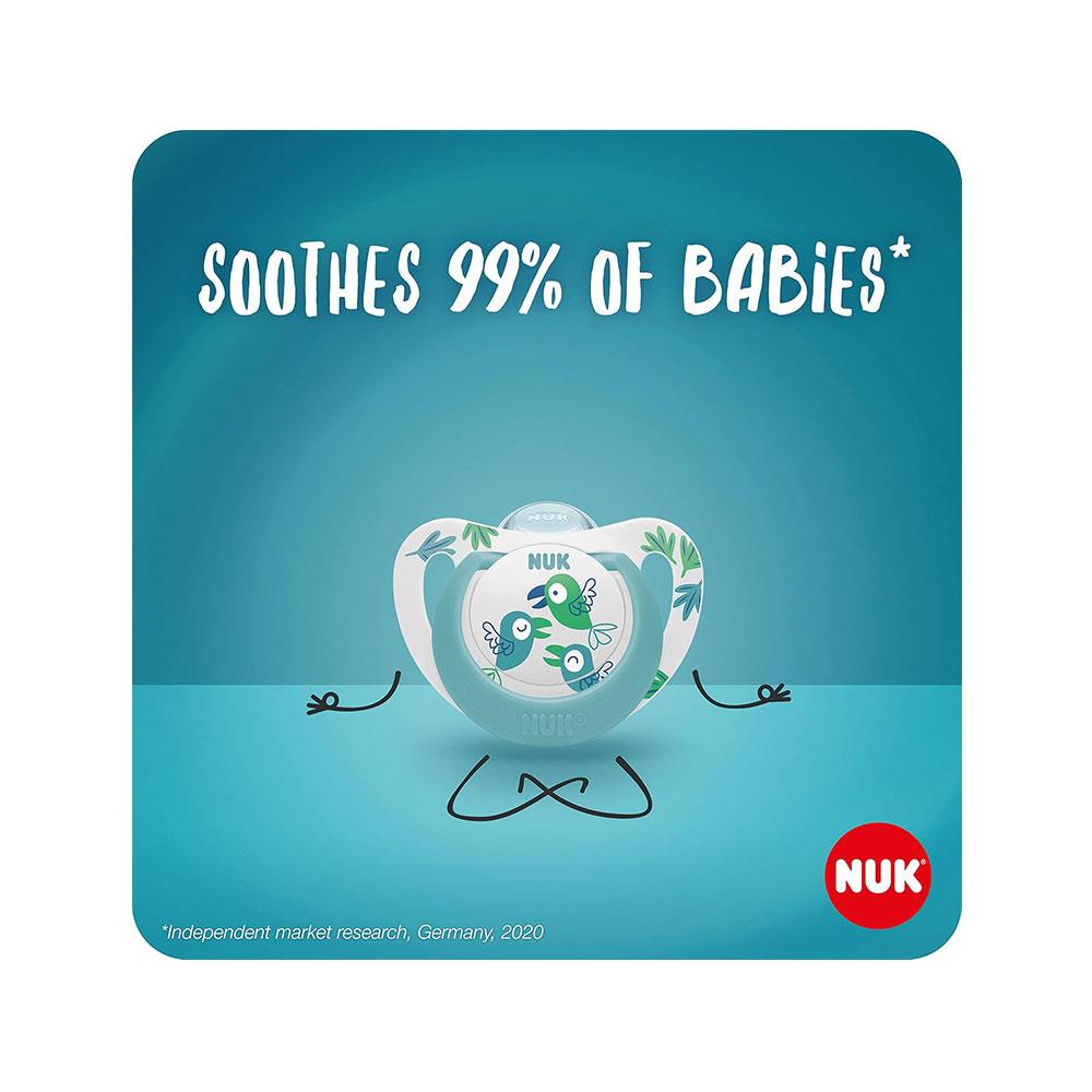 NUK Star Newborn Day & Night Baby Soother Dummy Silicone 0-6 Months 2 Count - Blue Secondary image