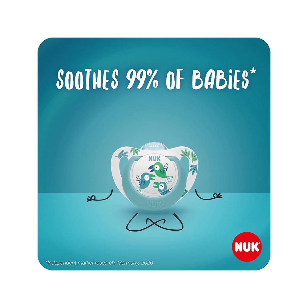NUK Star Newborn Day & Night Baby Soother Dummy Silicone 0-6 Months 2 Count - Pink Secondary image