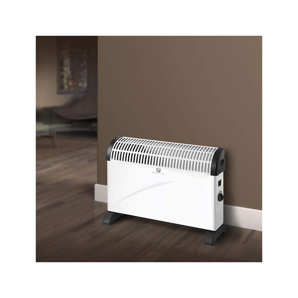 Portable Convector Heater 2000W With 3 Heat Settings Adjustable Thermostat & Overheat Protection - White