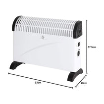 Portable Convector Heater 2000W With 3 Heat Settings Adjustable Thermostat & Overheat Protection - White