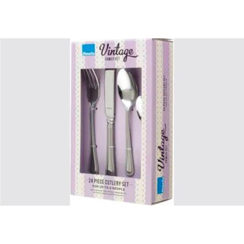 Amefa Vintage Florida Beads Cutlery Family  Set For Up To 6 People Polished Stainless Steel - 24 Piece Main image