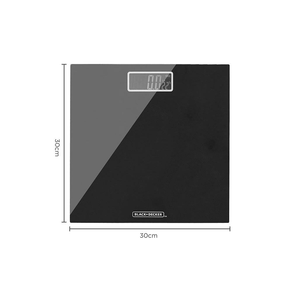 Black & Decker Digital Bathroom Scale High Precision Sensor System Durable Tempered Glass 170kg Capacity - Black