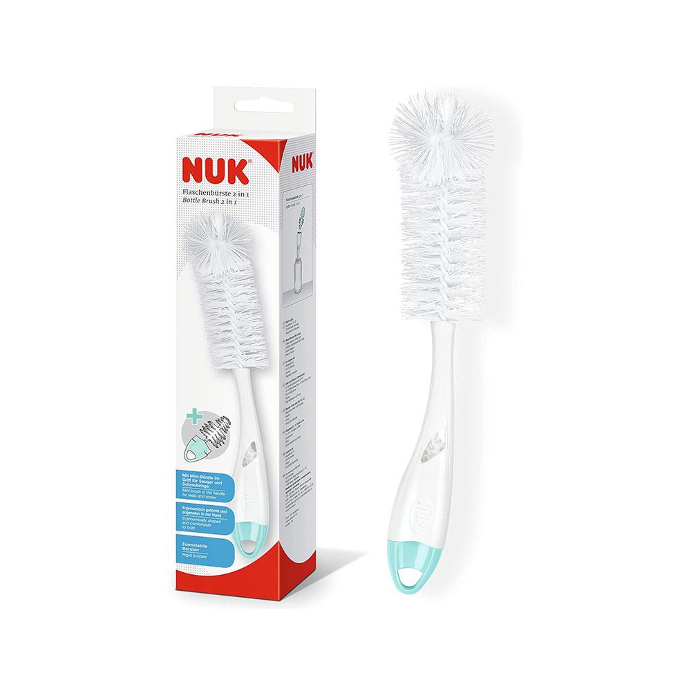 NUK 2 In 1 Flexible Bottle Brush Baby Bottle & Teat Brush - White Main image