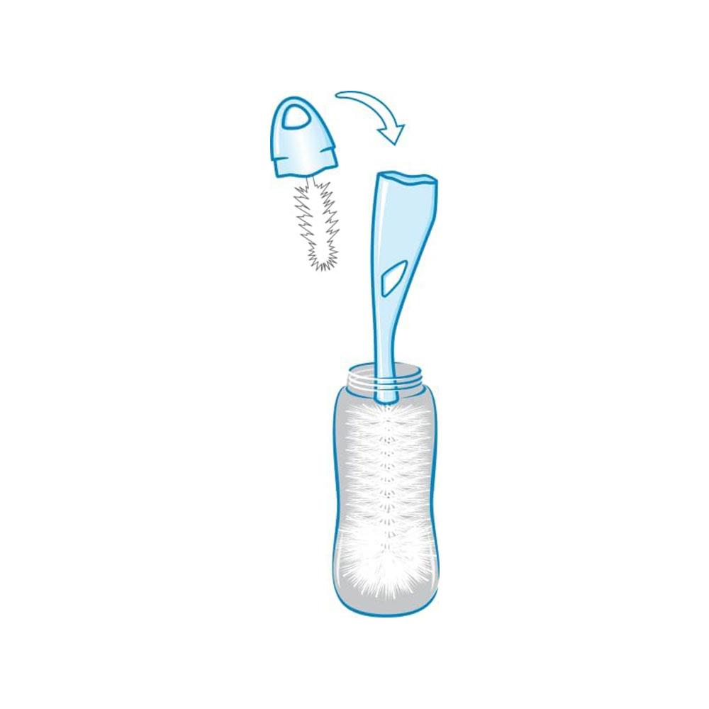 NUK 2 In 1 Flexible Bottle Brush Baby Bottle & Teat Brush - White