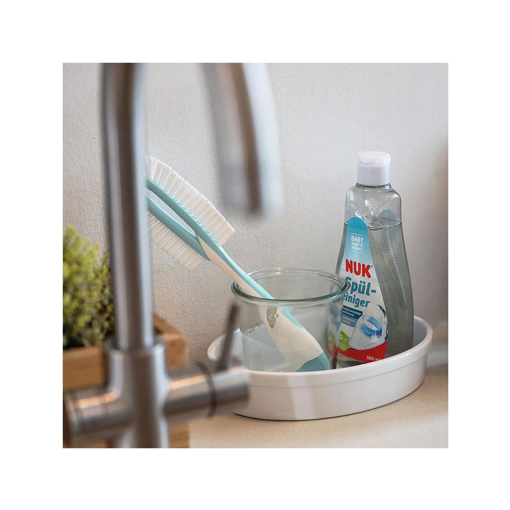 NUK 2 In 1 Flexible Bottle Brush Baby Bottle & Teat Brush - White