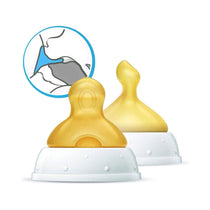 NUK First Choice Baby Bottle Latex Teat Size 2 Medium Feed Hole Orthodontic Anti-Colic 6-18 Months 2 Count - Yellow