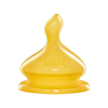 NUK First Choice Baby Bottle Latex Teats Size 2 Large Feed Hole Orthodontic Anti-Colic 6-18 Months 2 Count - Yellow