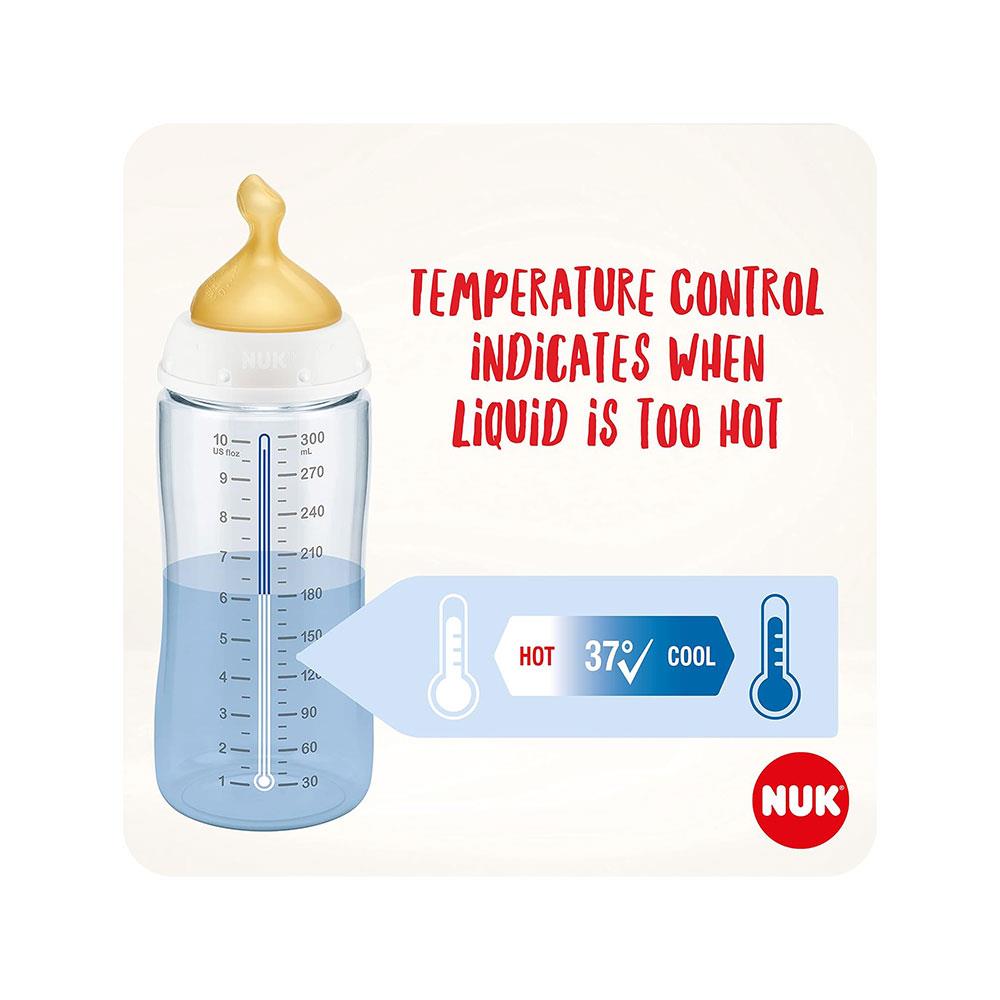 NUK First Choice+ Baby Bottles Set Temperature Control Anti Colic Vent Latex Teat 150ml 4 Pack - Beige Secondary image
