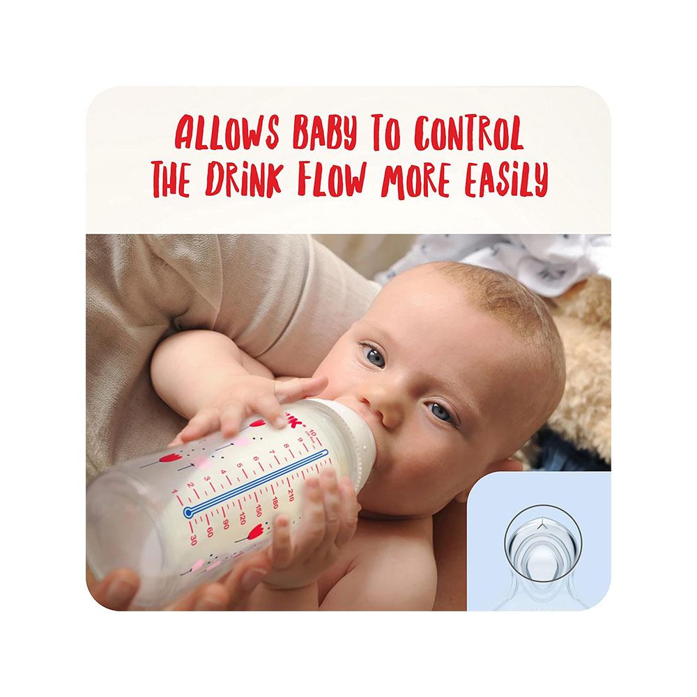 NUK First Choice+ Flow Control Silicone Baby Bottles Teat Size 2 Orthodontic Anti-Colic 6-18 Months 2 Count - Transparent Secondary image