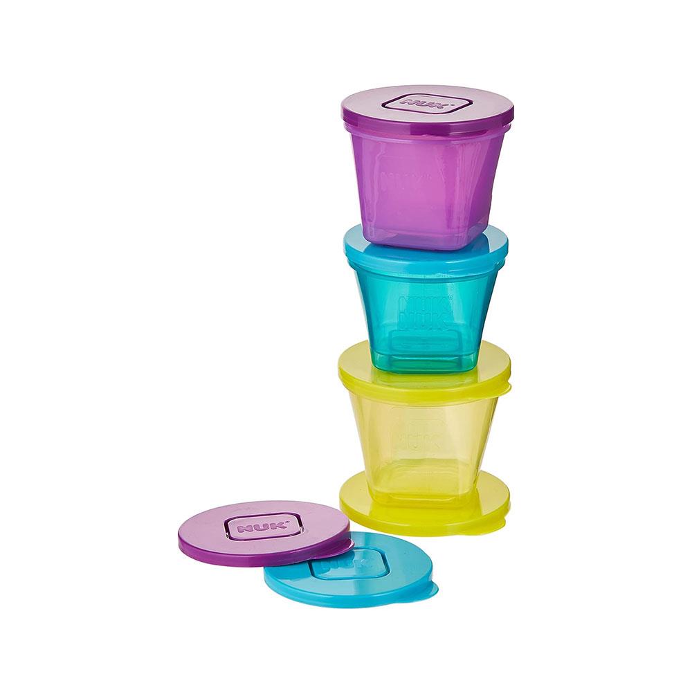 NUK Fresh Foods Food Pots Stackable Baby Food Storage Containers With Lids 3 Count - Blue/Yellow/Purple Secondary image