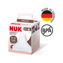 NUK Perfect Match Baby Bottle Teats Anti Colic Vent Medium Silicone 3+ Months 2 Count - White