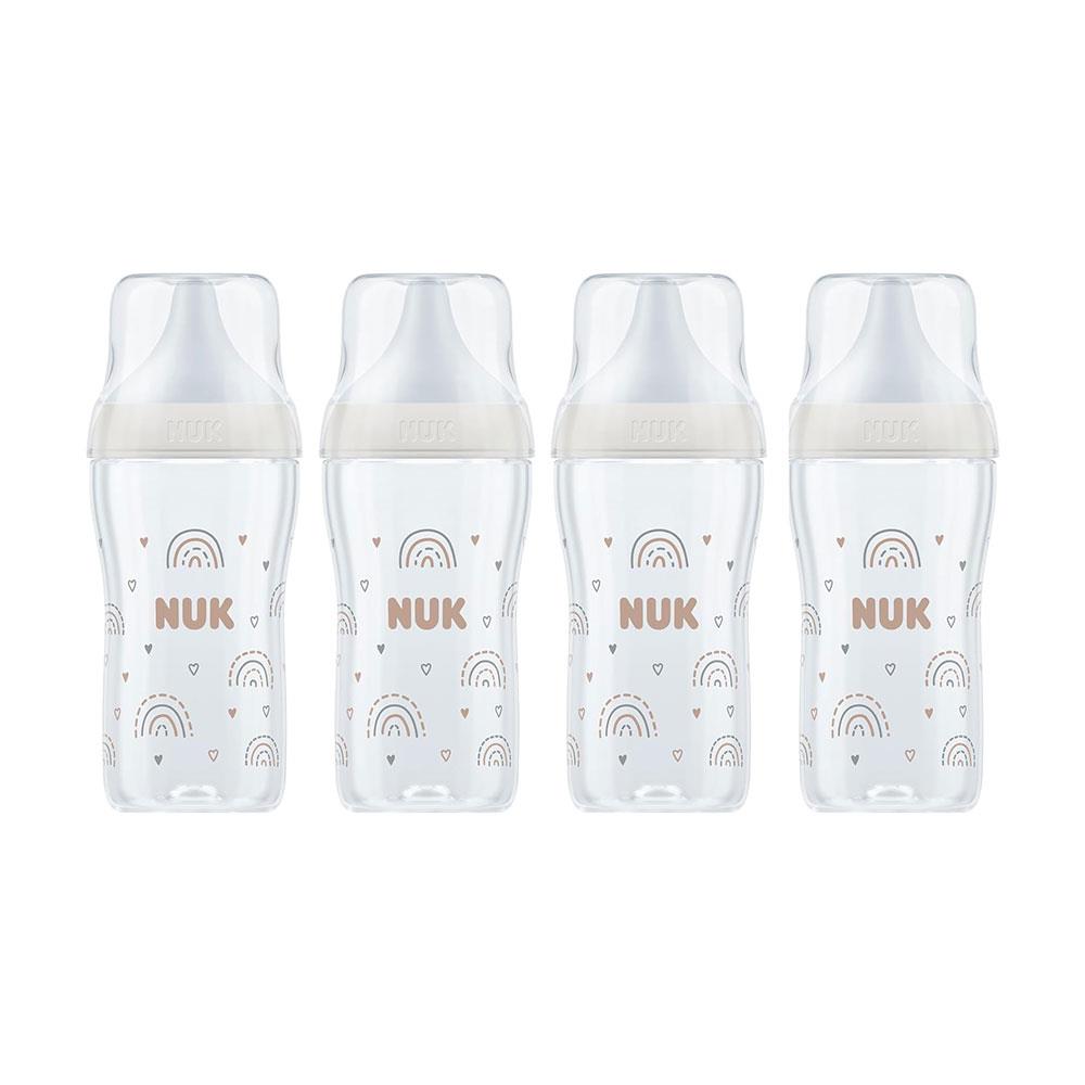 NUK Perfect Match Baby Bottles Set 4 x 260ml Anti Colic Baby Bottles Medium Silicone Teat - Rainbow Main image