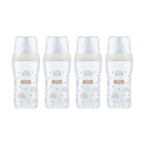 NUK Perfect Match Baby Bottles Set 4 x 260ml Anti Colic Baby Bottles Medium Silicone Teat - Rainbow