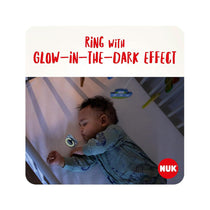 NUK Signature Night Glow-In-The-Dark Baby Soother Dummy Silicone 0-6 Months 2 Count - Red Hearts