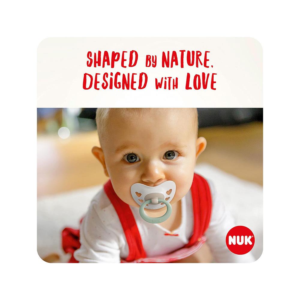 NUK Signature Night Glow-In-The-Dark Baby Soother Dummy Silicone 0-6 Months 2 Count - Red Hearts