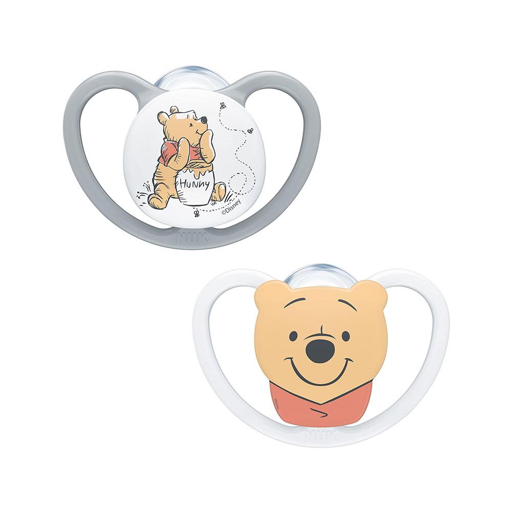 NUK Space Disney Baby Soother With Extra Ventilation Silicone 0-6 Months 2 Count - Disney Winnie The Pooh