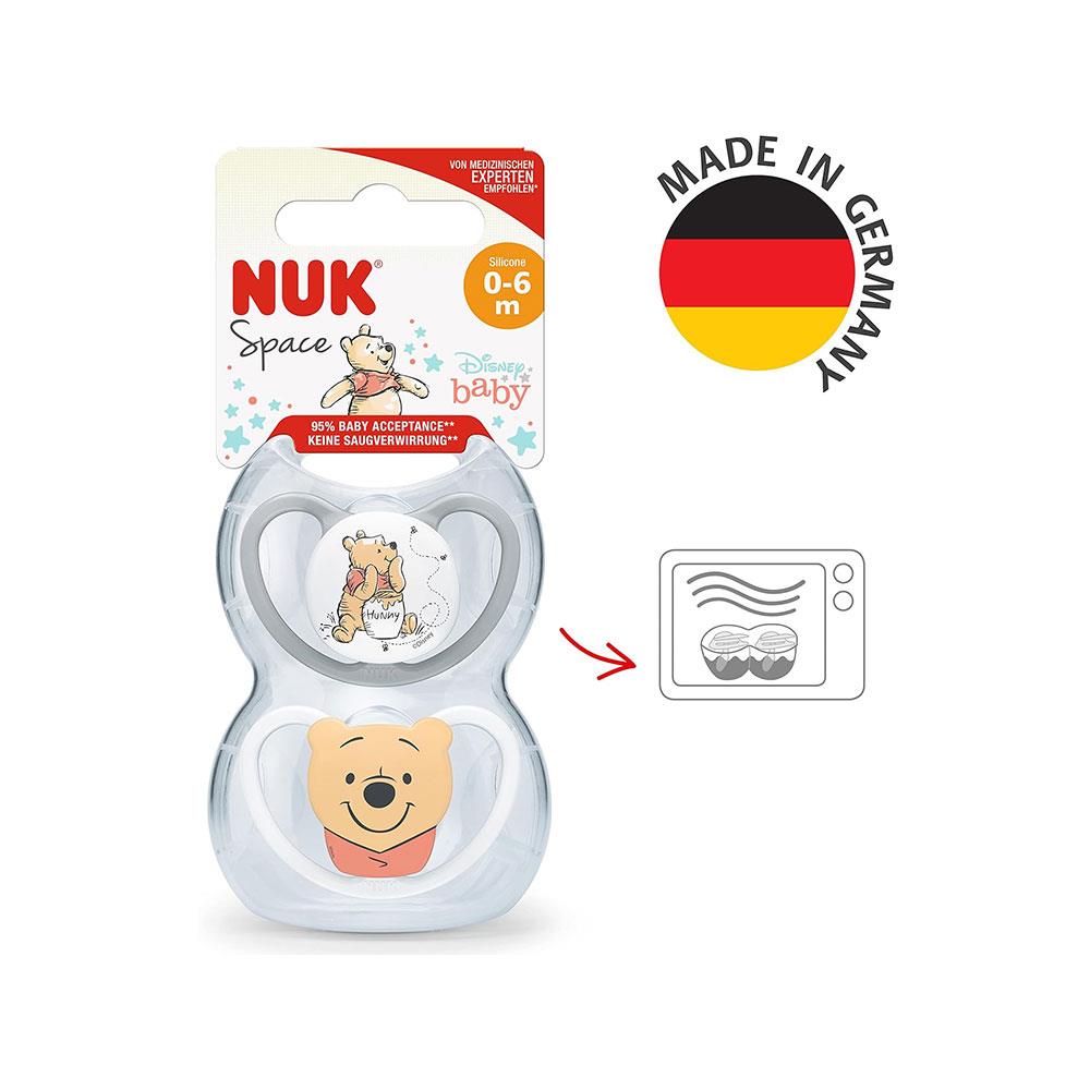 NUK Space Disney Baby Soother With Extra Ventilation Silicone 0-6 Months 2 Count - Disney Winnie The Pooh