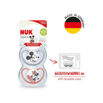 NUK Space Disney Baby Soother Dummy Silicone 18-36 Months 2 Count - Mickey & Minnie Mouse