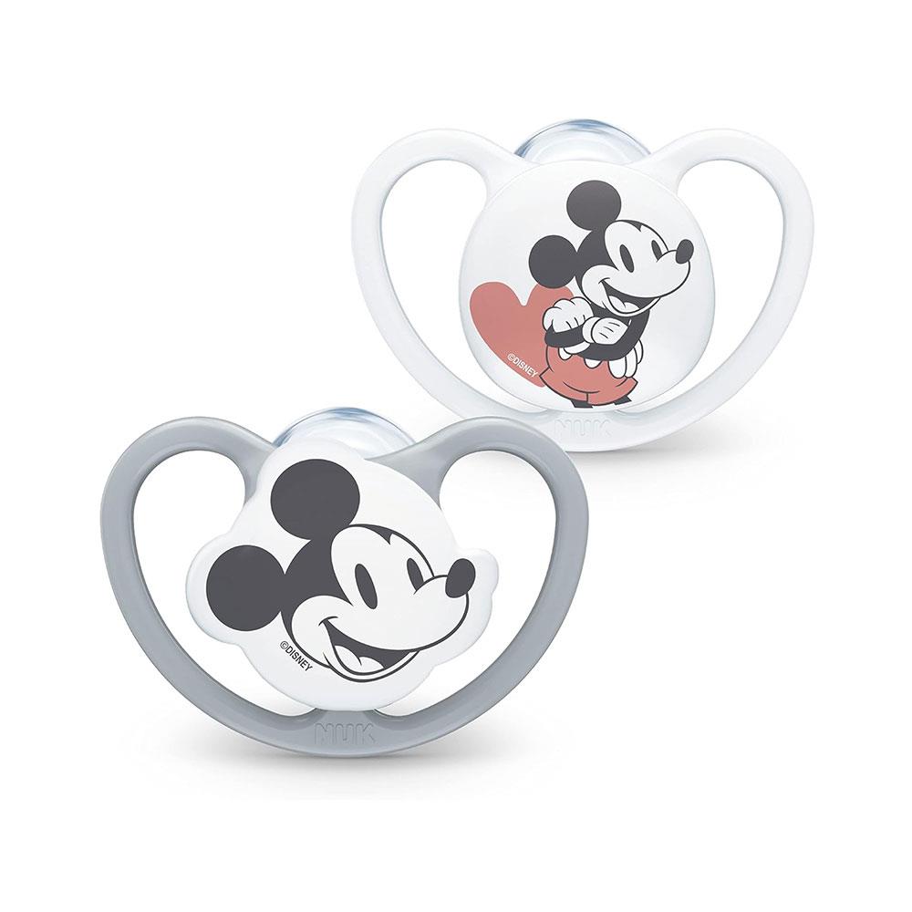 NUK Space Disney Baby Soother Dummy Silicone 6-18 Months 2 Count - Mickey Mouse Main image