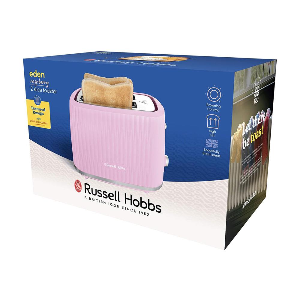 Russell Hobbs Eden 2 Slice Toaster 6 Variable Browning Settings 800W - Raspberry
