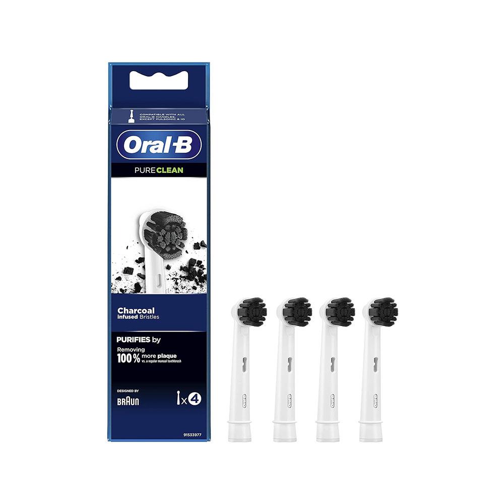 Oral-B PureClean Charcoal Electric Toothbrush Head White - Pack of 4