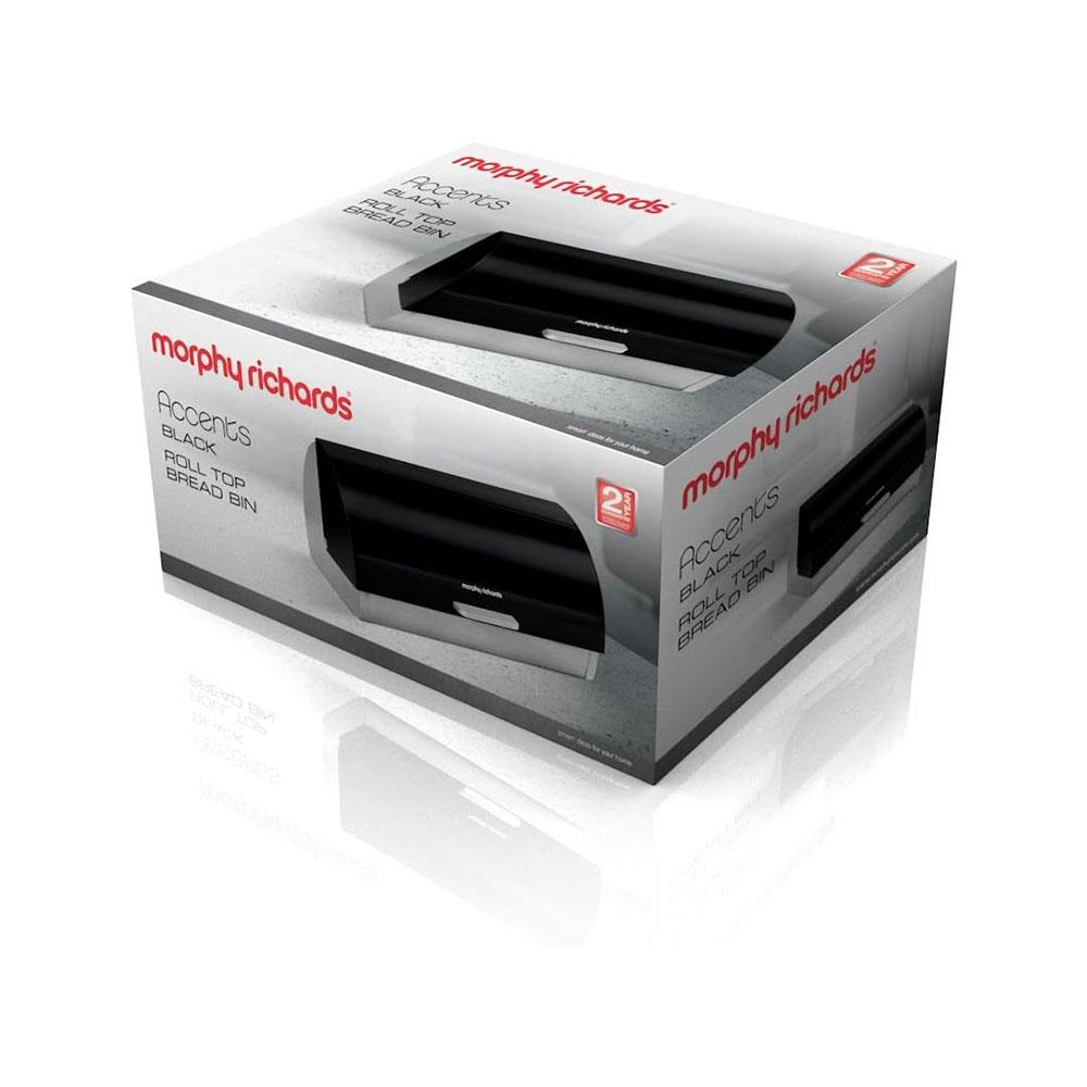 Morphy Richards Accents Roll Top Bread Bin Stainless Steel - Black
