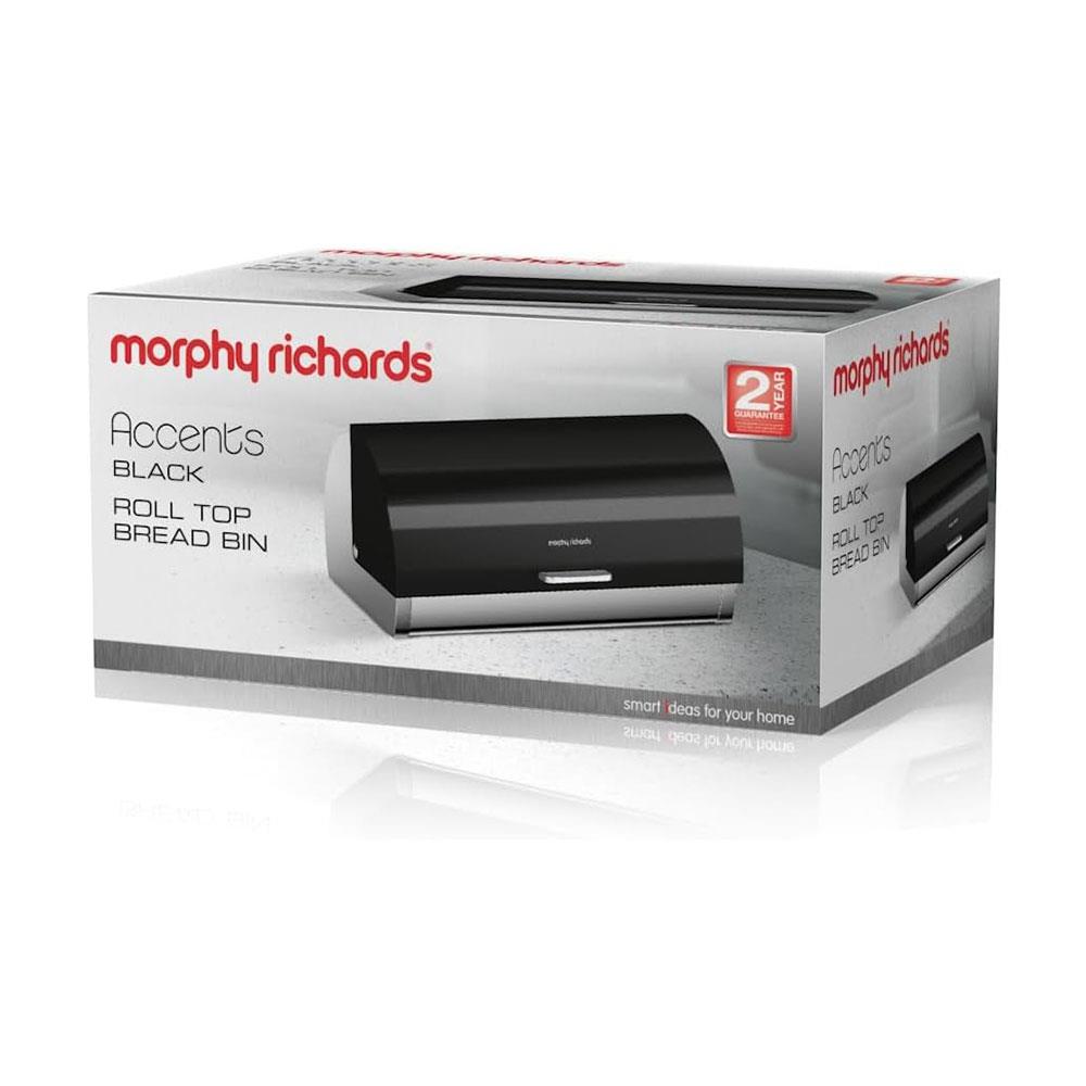 Morphy Richards Accents Roll Top Bread Bin Stainless Steel - Black