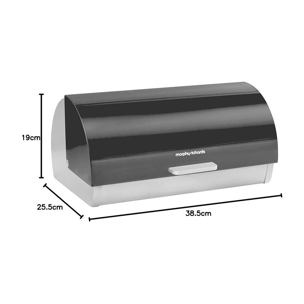Morphy Richards Accents Roll Top Bread Bin Stainless Steel - Black