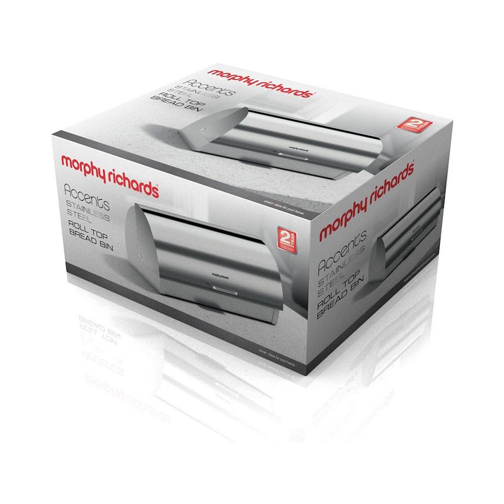 Morphy Richards Accents Roll Top Bread Bin Stainless Steel - Silver