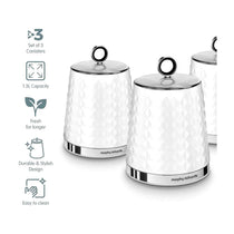 Morphy Richards Dimensions Kitchen Storage Canisters Set of 3 Stainless Steel Round - White