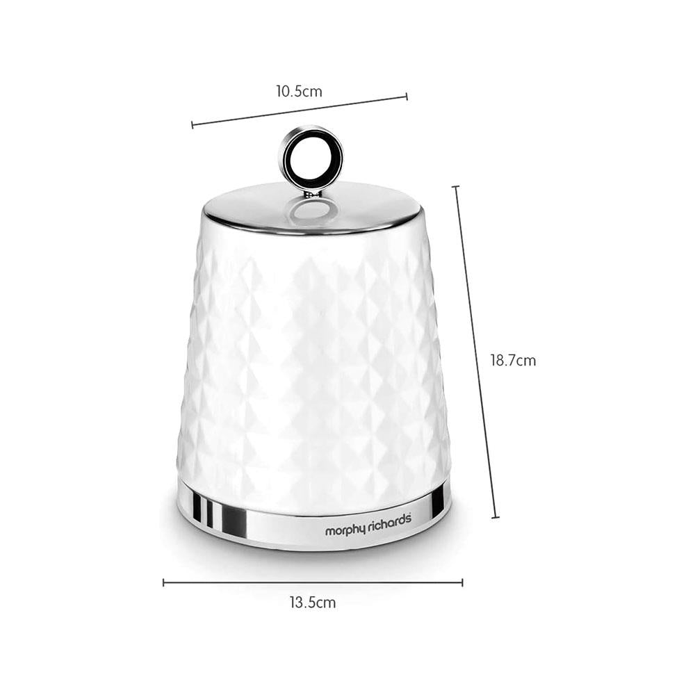 Morphy Richards Dimensions Kitchen Storage Canisters Set of 3 Stainless Steel Round - White