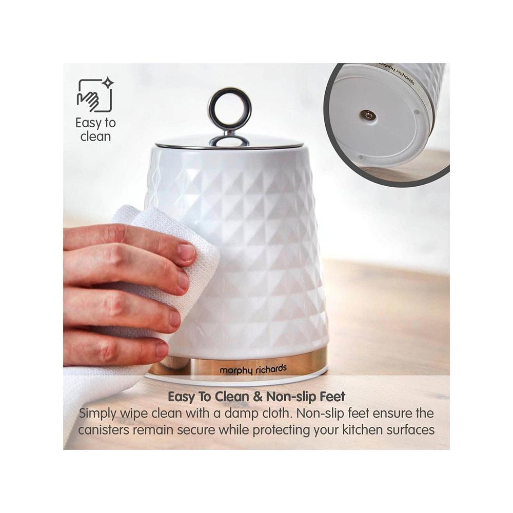 Morphy Richards Dimensions Kitchen Storage Canisters Set of 3 Stainless Steel Round - White
