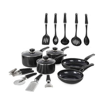 Morphy Richards Equip 14 Piece Cookware Set 3 Pots 2 Saucepans 9 Utensils Aluminium - Black