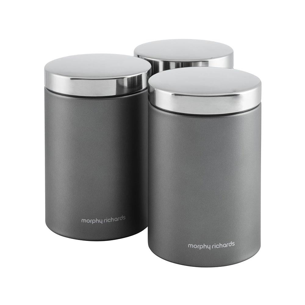 Morphy Richards Accents Kitchen Storage Canisters Set of 3 Stainless Steel - Titanium