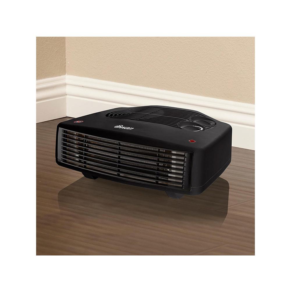 Swan Horizontal Fan Heater 3000W With 2 Heat Settings Adjustable Thermostat Overheating Protection - Black