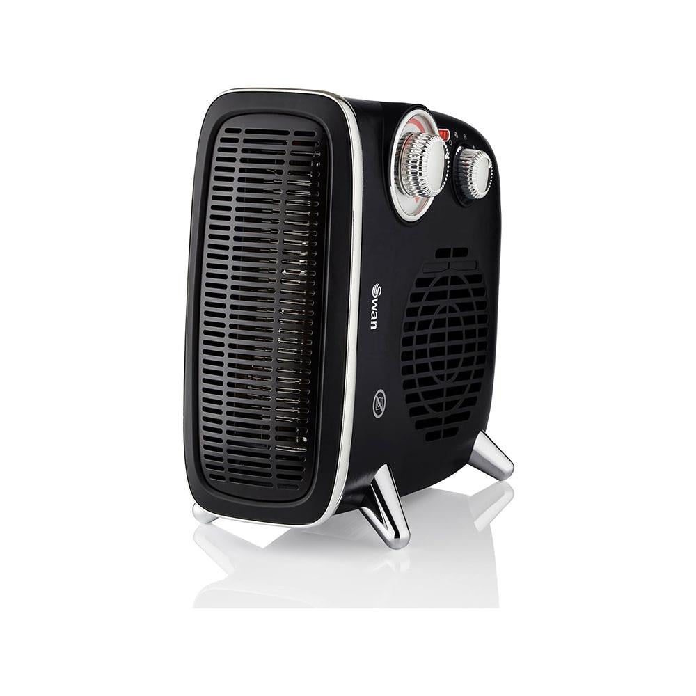 Swan Vertical Fan Heater With 2 Heat Settings Adjustable Thermostat 2000W - Black & Chrome Main image
