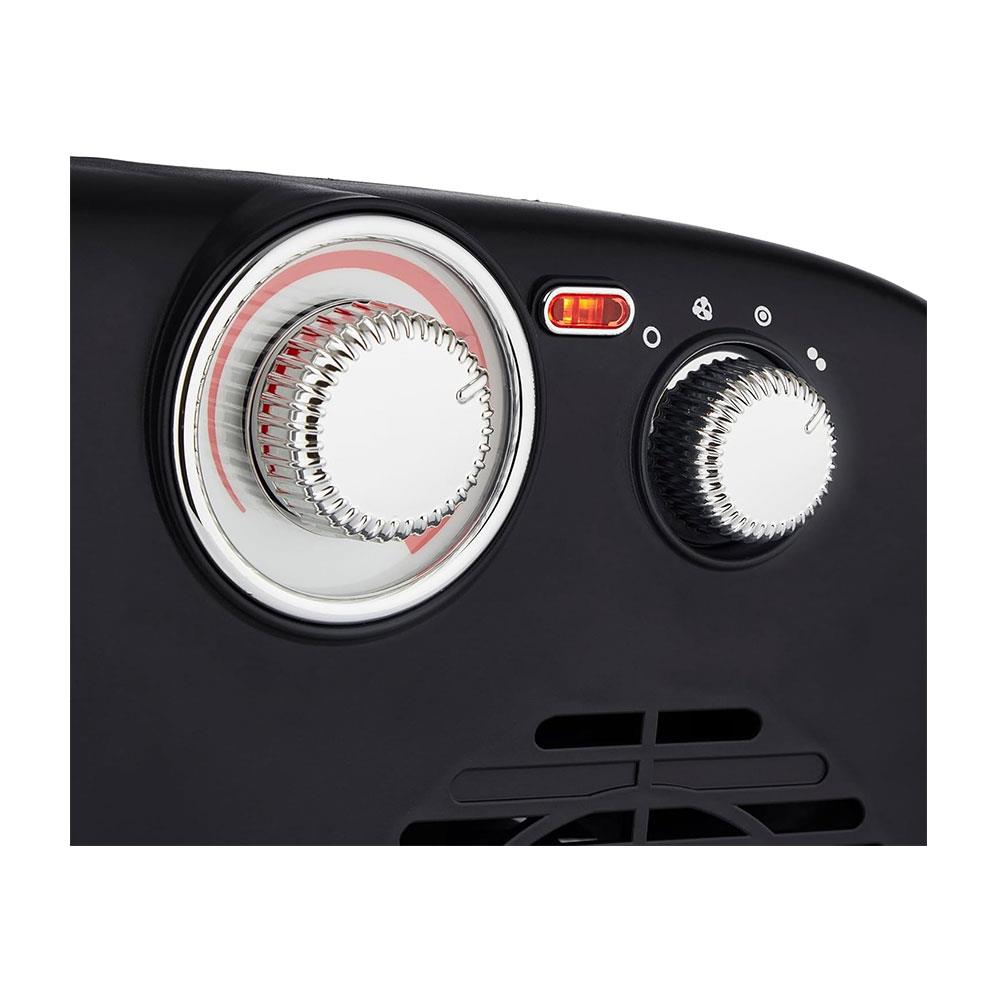 Swan Vertical Fan Heater With 2 Heat Settings Adjustable Thermostat 2000W - Black & Chrome