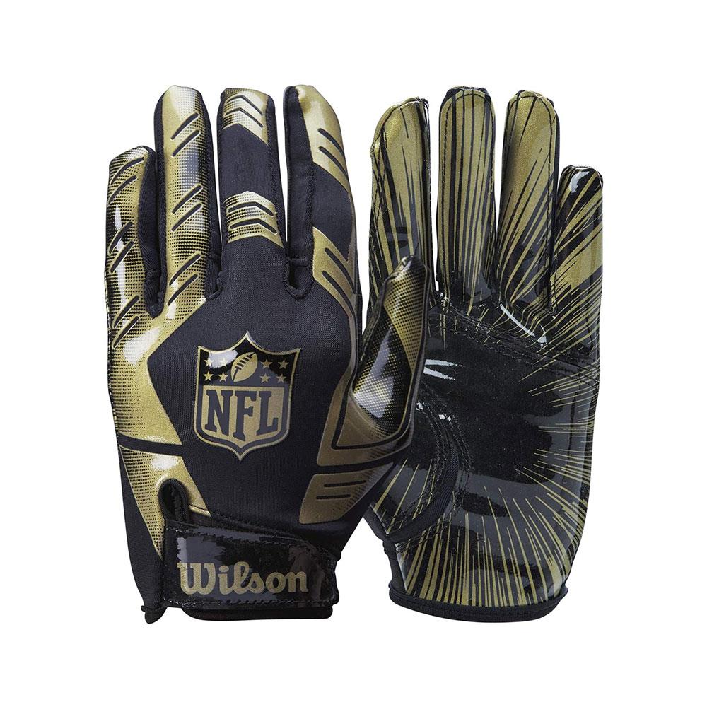 Wilson NFL Stretch Fit Receivers Gloves American Football Receiver Glove OSFA - Black/Gold