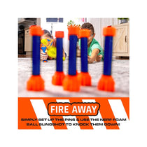 Nerf Slingshot Challenge Game Set With 1 Slingshot Balls 3 Nerf Foam Balls 6 Target Pins - Multicolour