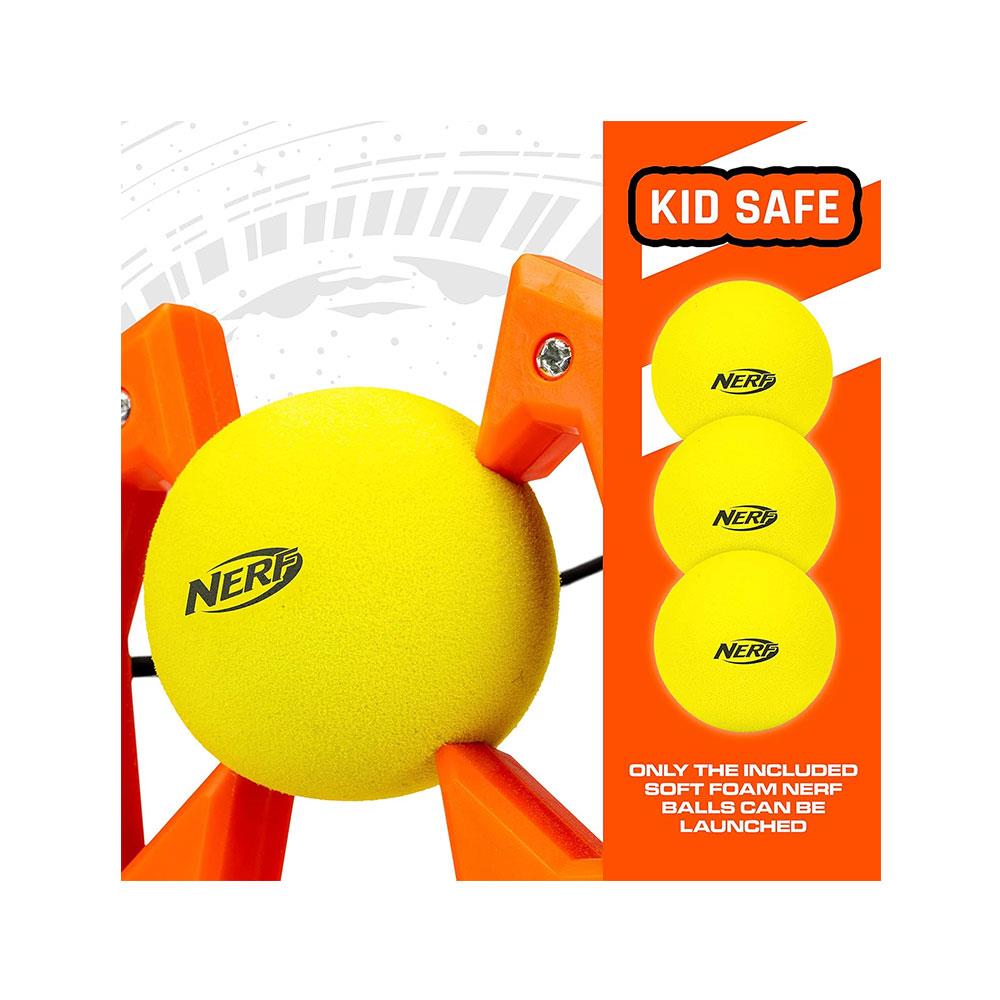Nerf Slingshot Challenge Game Set With 1 Slingshot Balls 3 Nerf Foam Balls 6 Target Pins - Multicolour