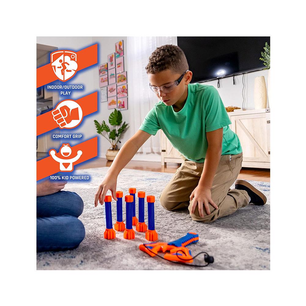 Nerf Slingshot Challenge Game Set With 1 Slingshot Balls 3 Nerf Foam Balls 6 Target Pins - Multicolour