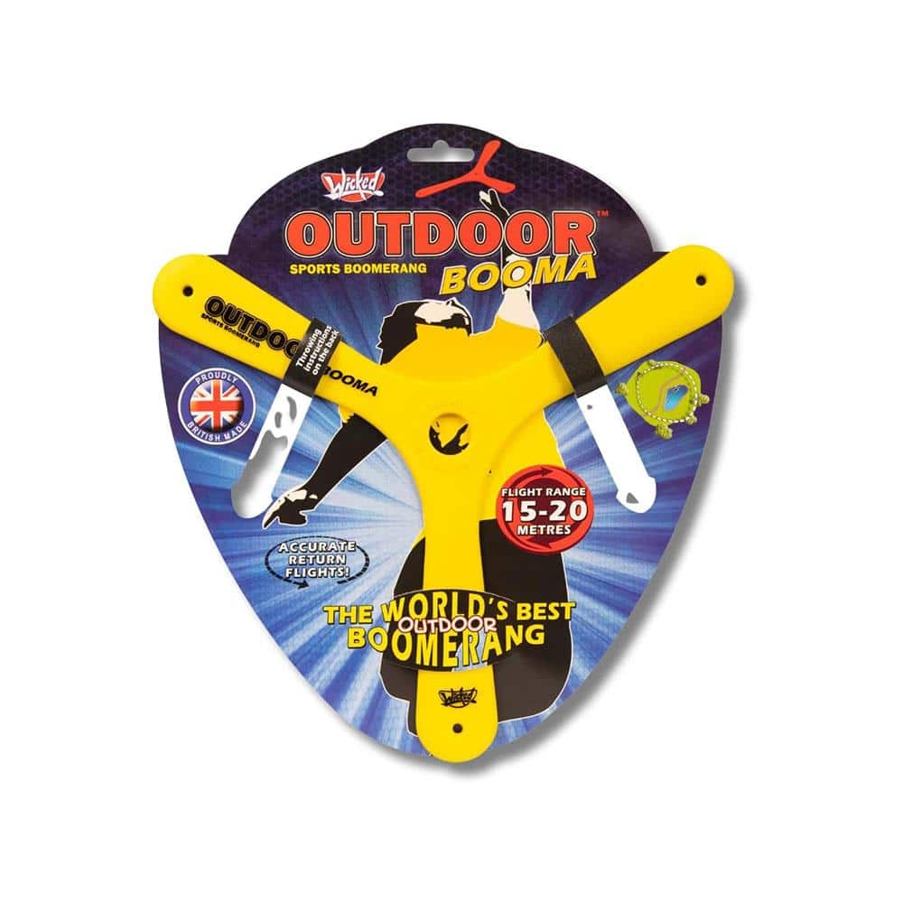 Wicked Outdoor Booma Classic Sports Boomerang 15-20 Metre Flight Range - Assorted