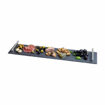 Artesa Appetiser Slate Serving Platter With Brushed Metal Handles Gift Box 60cm x 15cm - Grey