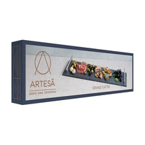 Artesa Appetiser Slate Serving Platter With Brushed Metal Handles Gift Box 60cm x 15cm - Grey