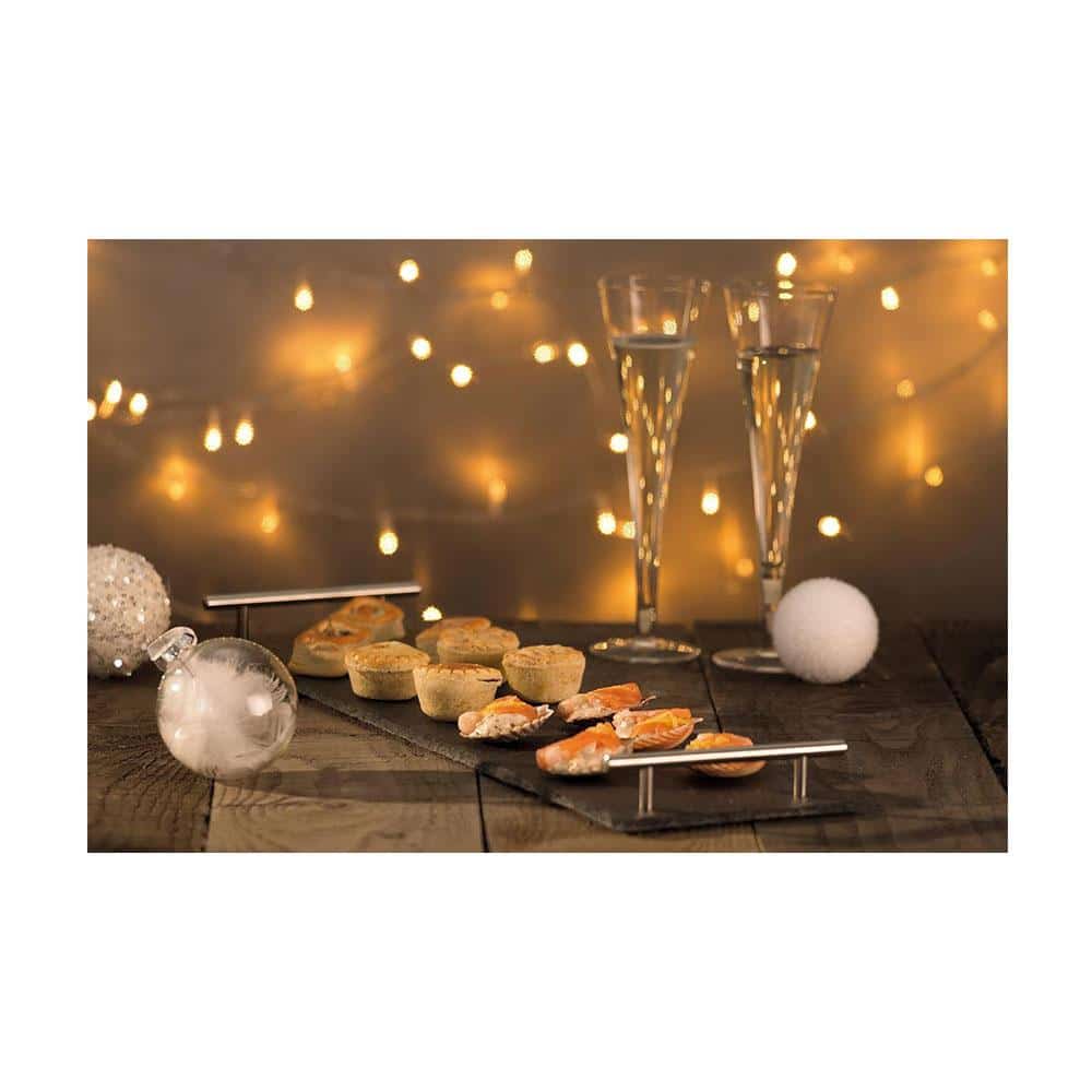 Artesa Appetiser Slate Serving Platter With Brushed Metal Handles Gift Box 60cm x 15cm - Grey