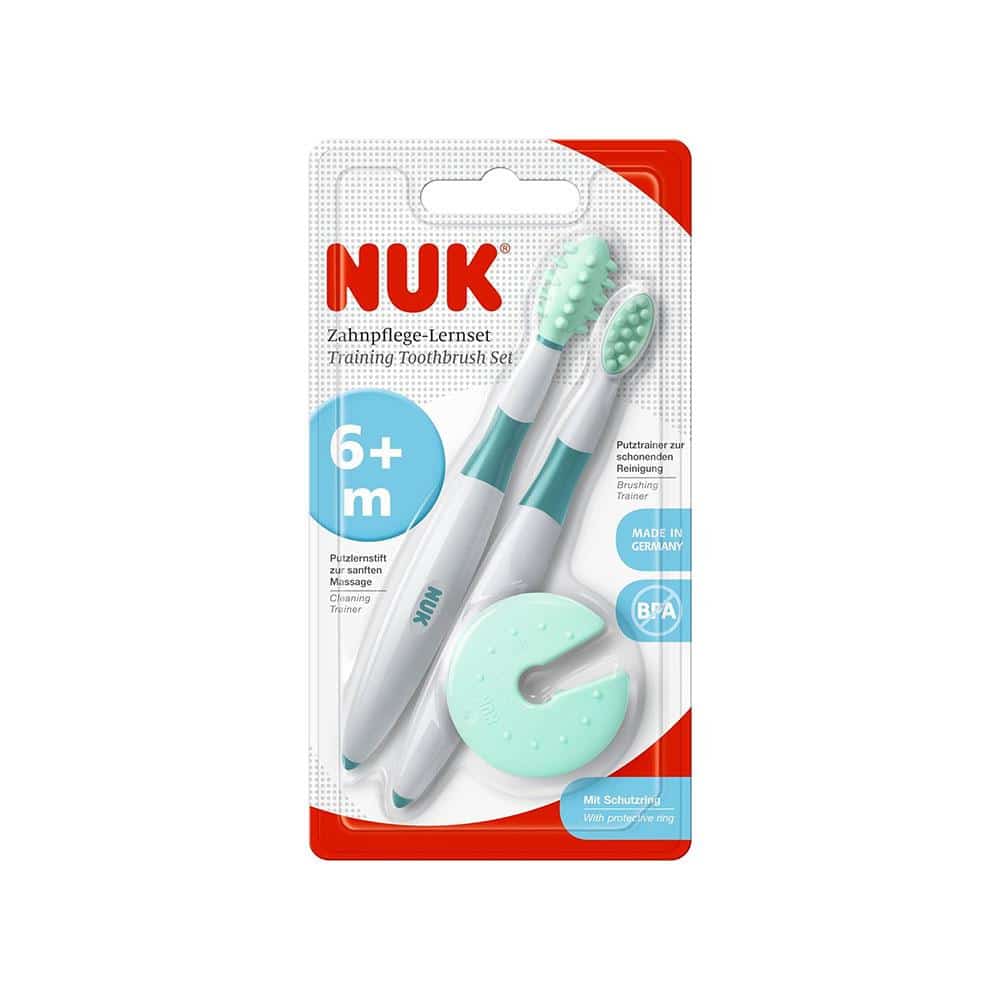 NUK Training Toothbrush Set Baby Dental Care Learning With Protective Ring 2 Pack - Multicolour Secondary image